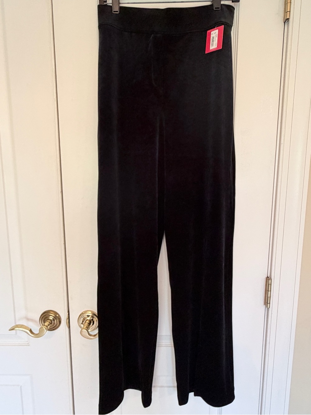 NWT SPANX Black Velvet front Slit Wide-Leg Pants